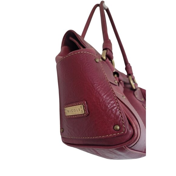 Nicoli Italia Blood Red Leather Handbag Shoulder Bag - Made In Italy - Picture 4 of 10